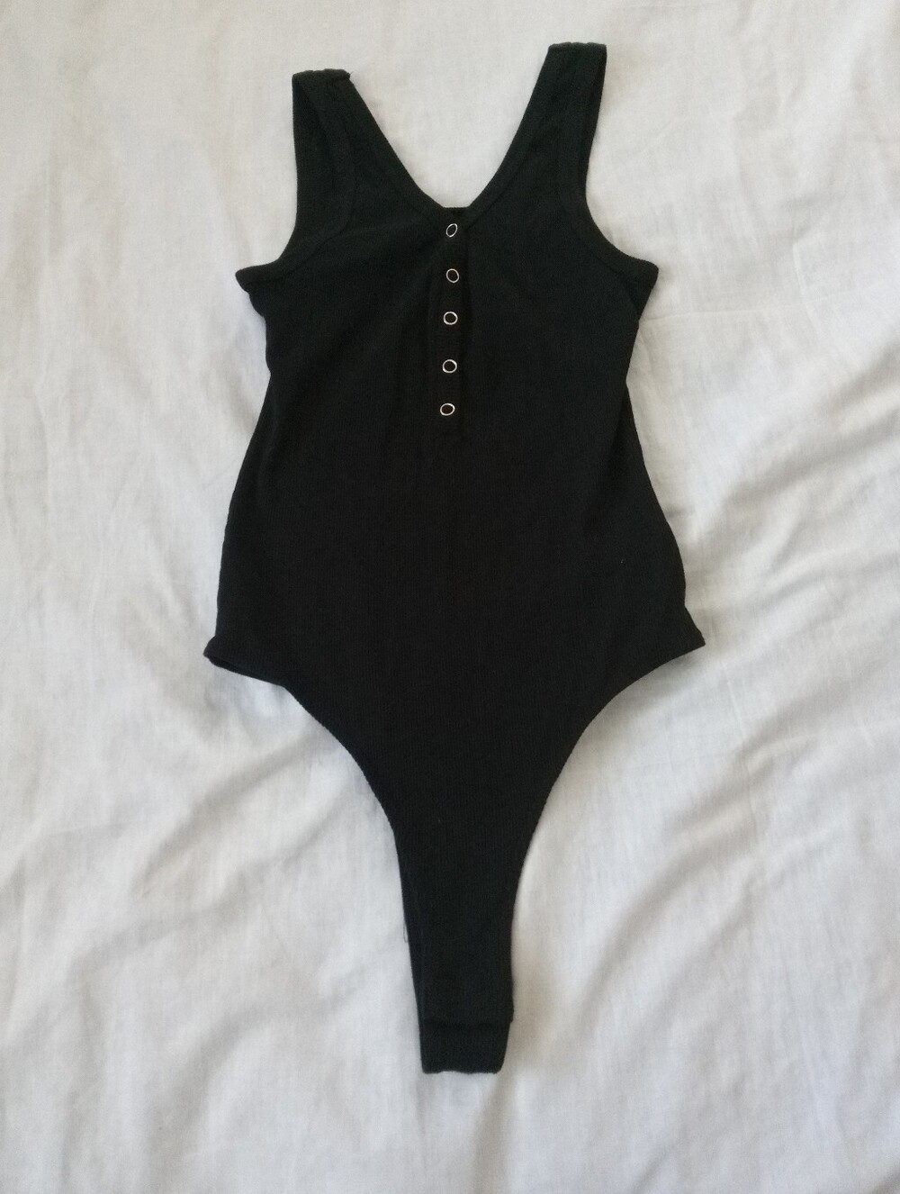 wild fable Black Ribbed Snap-Front Women's One-Piece Bodysuit